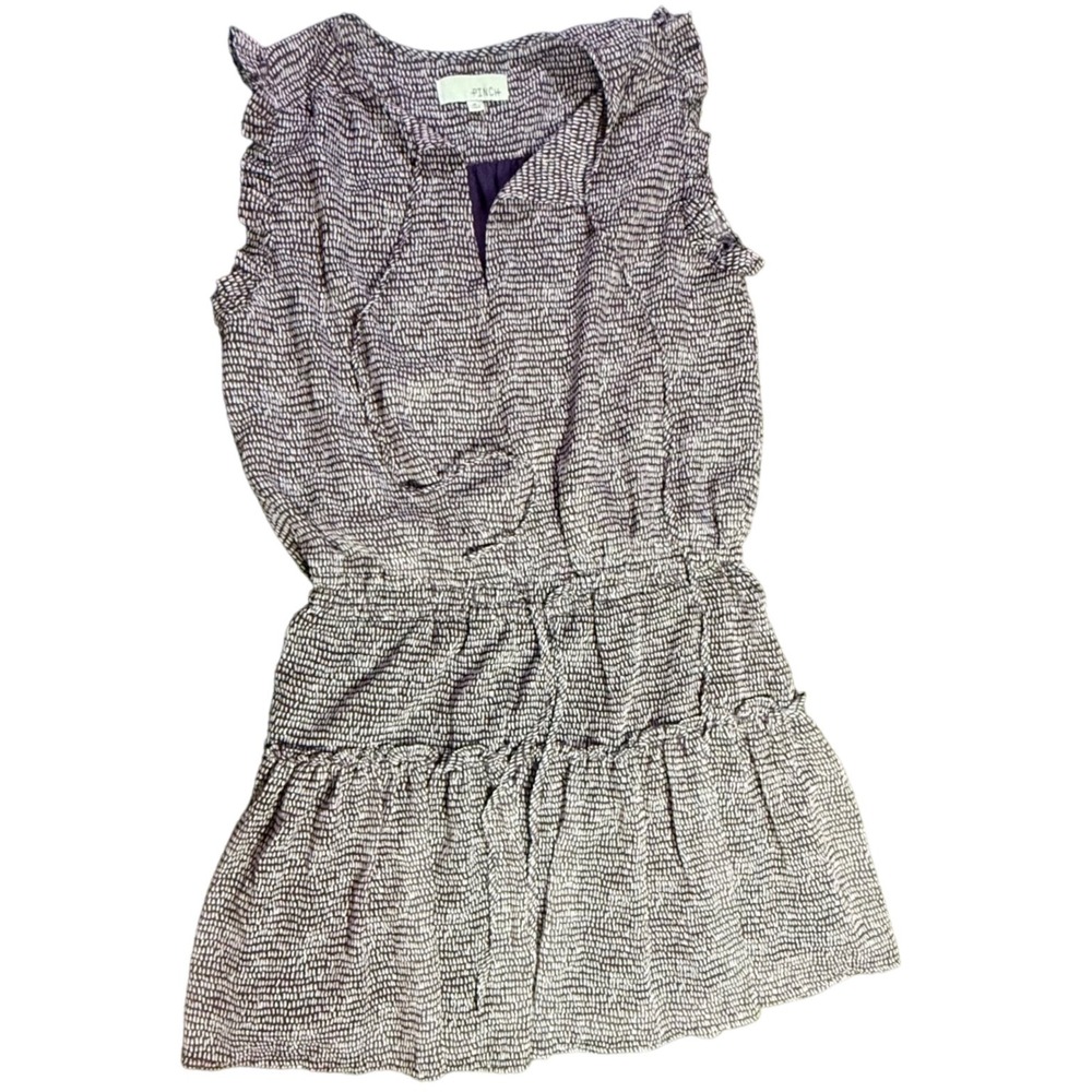 Pinch‎ Women's Purple White Print Sleeveless Ruffle Dress